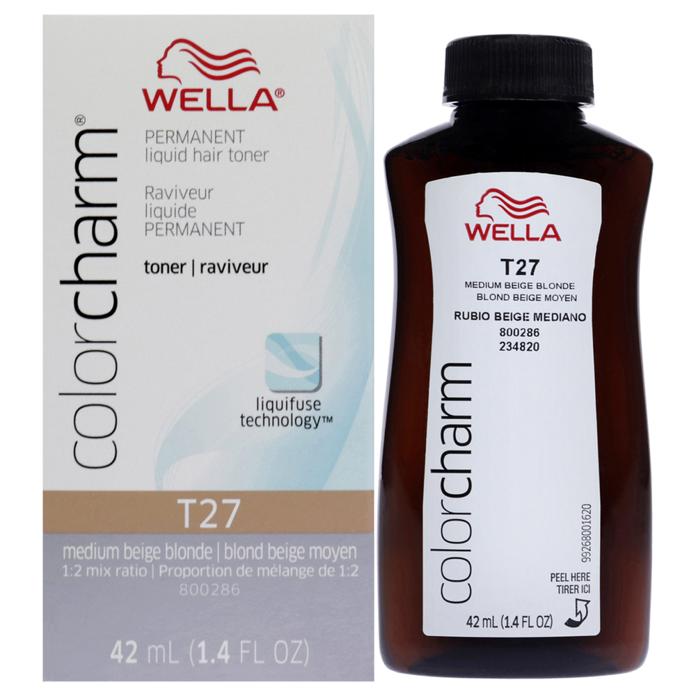 Color Charm Permanent Liquid Toner - T27 Medium Beige Blonde by Wella 1.4 oz
